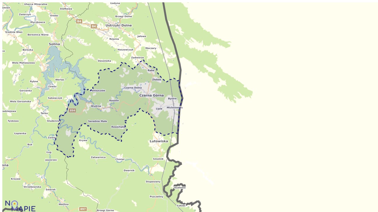 Mapa obszarów ochrony przyrody Czarnej