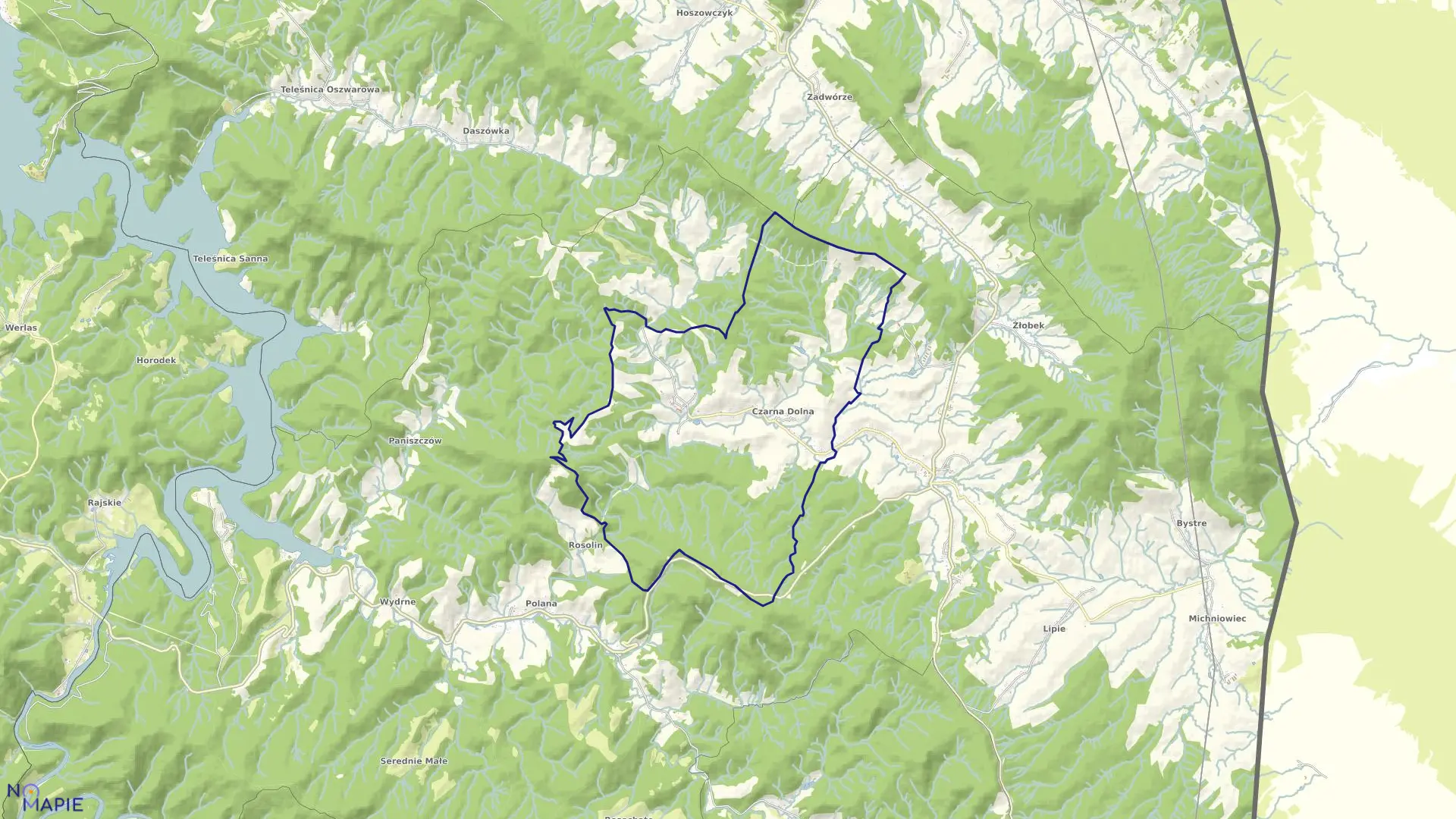 Mapa obrębu Czarna Dolna w gminie Czarna