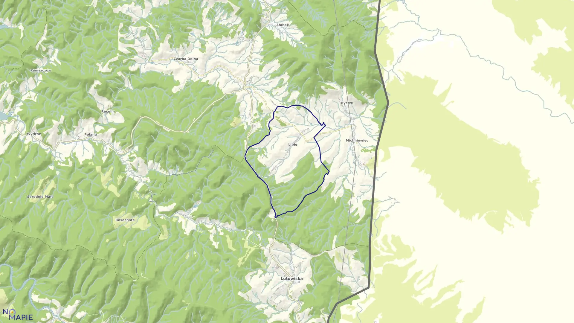 Mapa obrębu Lipie w gminie Czarna