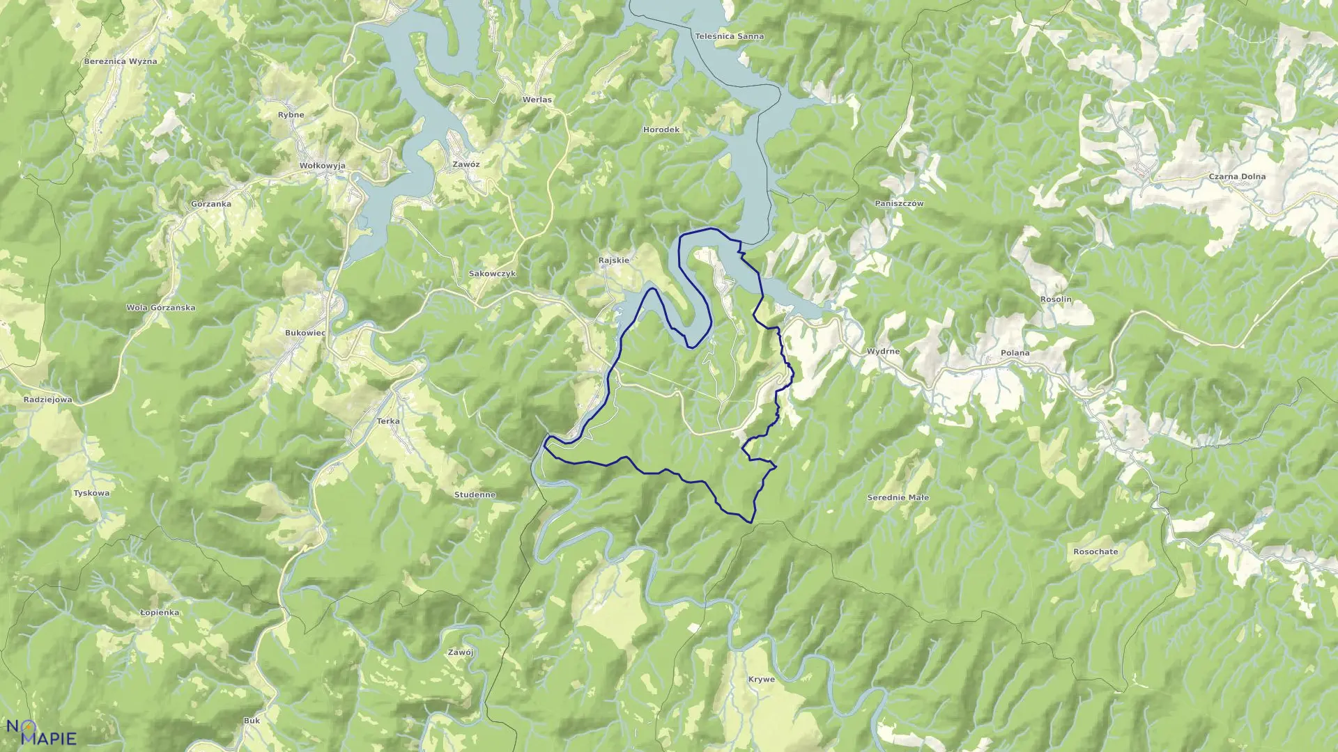 Mapa obrębu Olchowiec w gminie Czarna