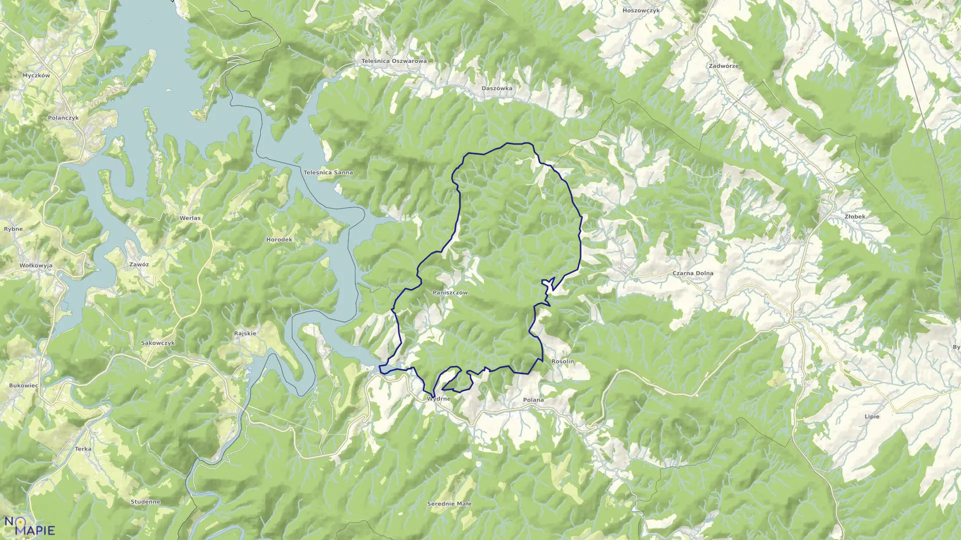 Mapa obrębu Paniszczów w gminie Czarna