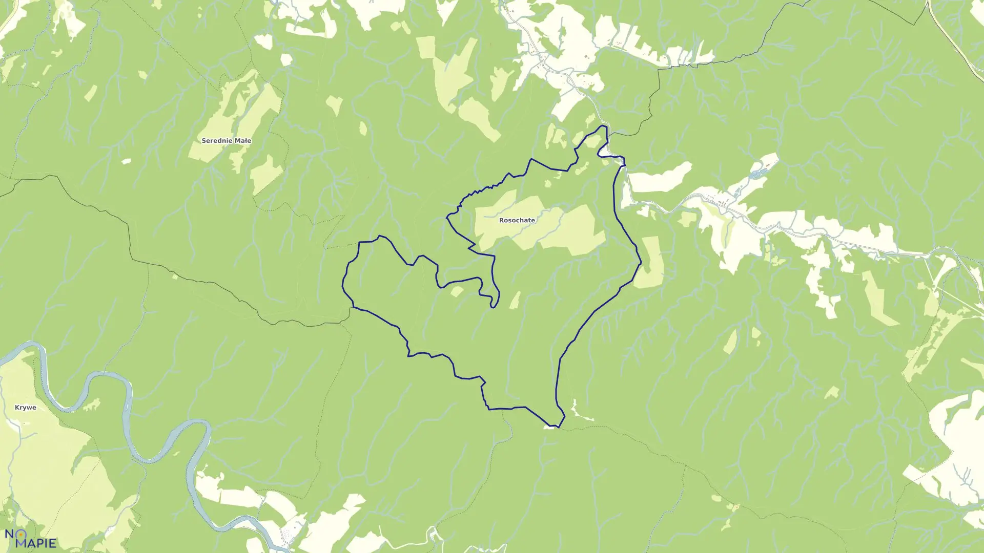 Mapa obrębu Rosochate w gminie Czarna