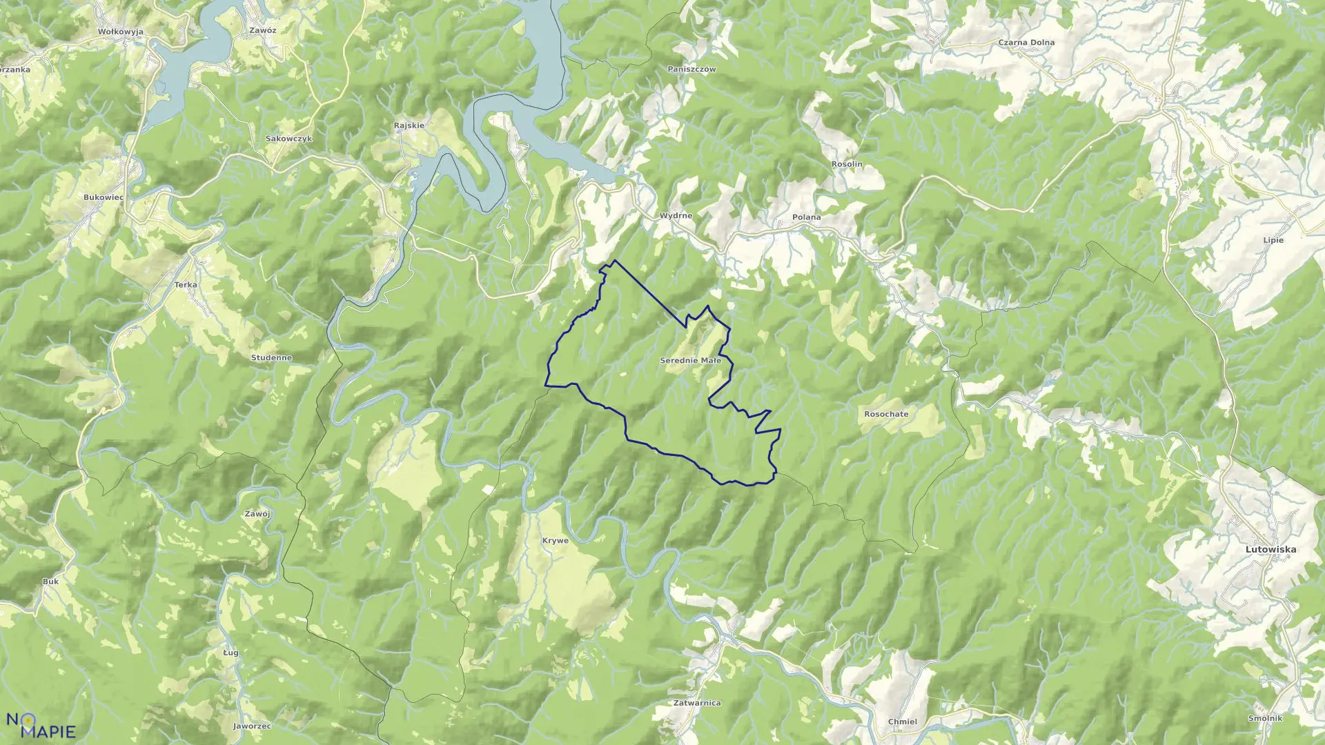 Mapa obrębu Serednie Małe w gminie Czarna