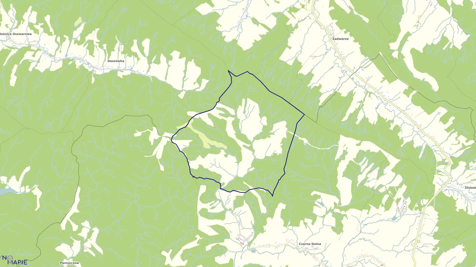 Mapa obrębu Sokołowa Wola w gminie Czarna