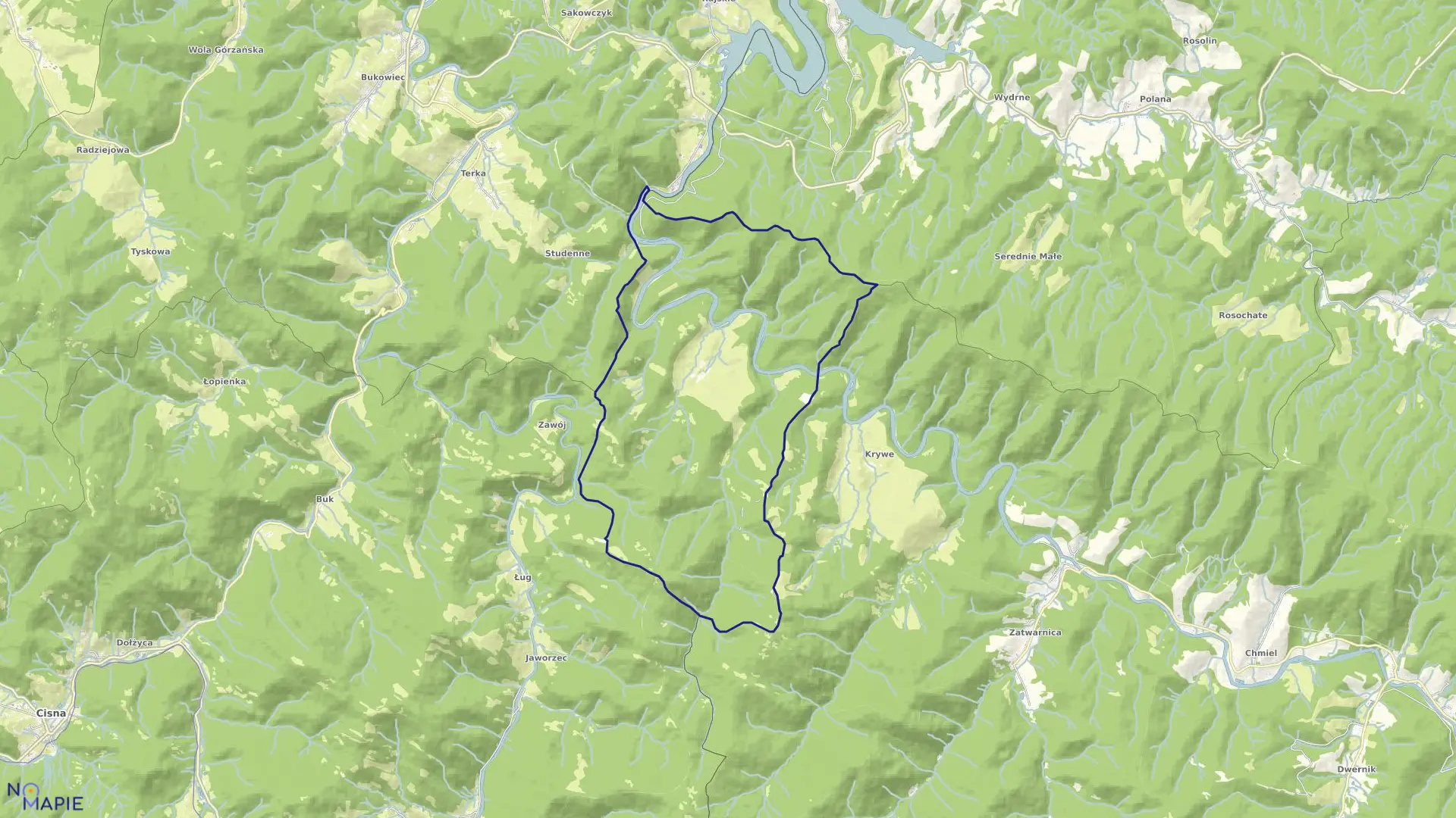 Mapa obrębu Tworylne w gminie Czarna