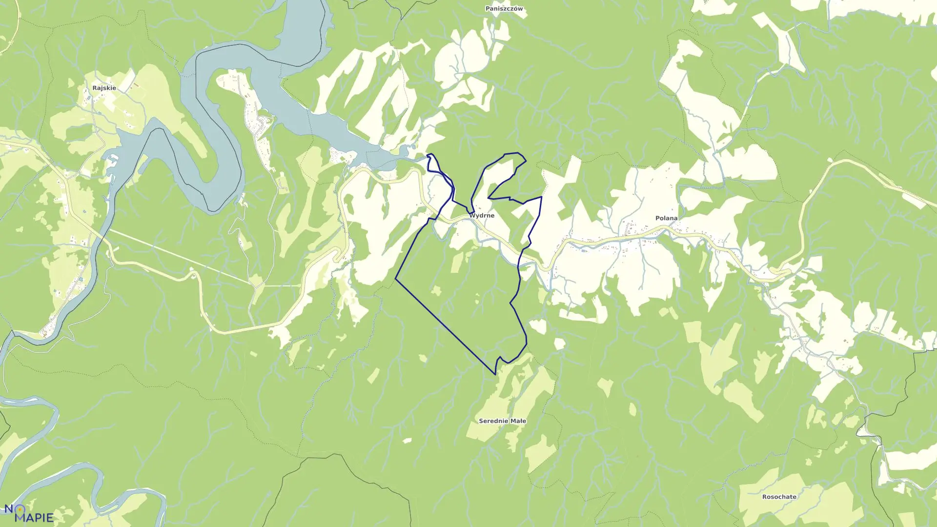 Mapa obrębu Wydrne w gminie Czarna