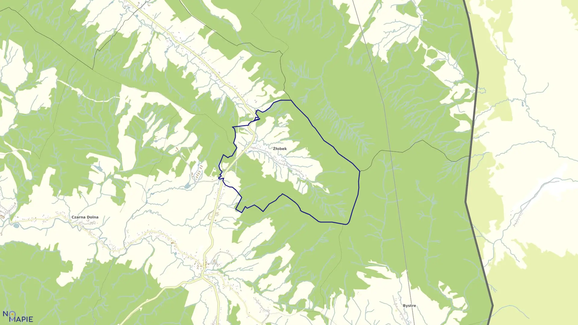 Mapa obrębu Żłobek w gminie Czarna